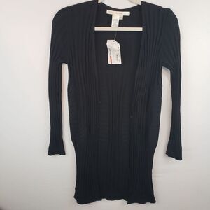 Studio M Long Sleeve Black Long Cardigan Size S